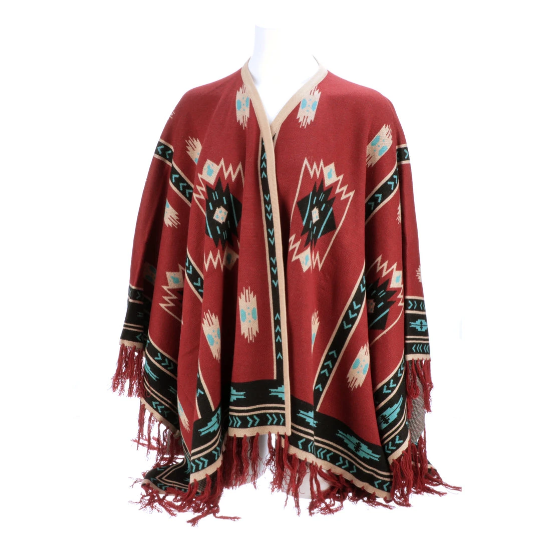 Lucchesse-inc APPAREL Alpaca Fleece Poncho :: Red Lucchesse-inc APPAREL Alpaca Fleece Poncho :: Red
