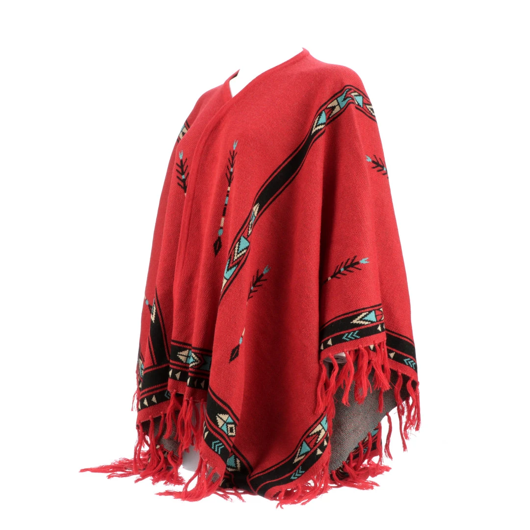 Lucchesse-inc Alpaca Fleece Poncho :: Red/Turquoise APPAREL Lucchesse-inc Alpaca Fleece Poncho :: Red/Turquoise APPAREL