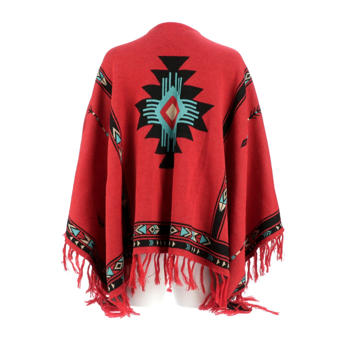 Lucchesse-inc Alpaca Fleece Poncho :: Red/Turquoise APPAREL Lucchesse-inc Alpaca Fleece Poncho :: Red/Turquoise APPAREL