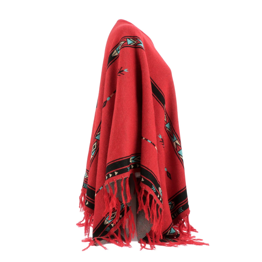 Lucchesse-inc Alpaca Fleece Poncho :: Red/Turquoise APPAREL Lucchesse-inc Alpaca Fleece Poncho :: Red/Turquoise APPAREL