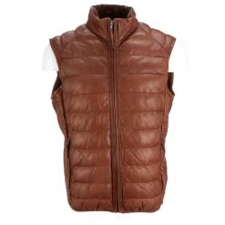 Lucchese-inc APPAREL Men's Leather Puffer Vest :: Cognac