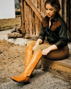 Lucchesse-inc Ladies High Top Snake Boot King Ranch Edition :: Whiskey