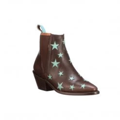Lucchesse-inc Estrella Chelsea :: Chocolate + Turquoise BOOTS