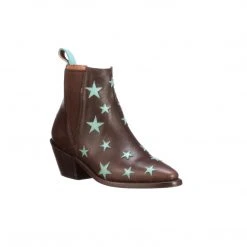 Lucchesse-inc Estrella Chelsea :: Chocolate + Turquoise BOOTS