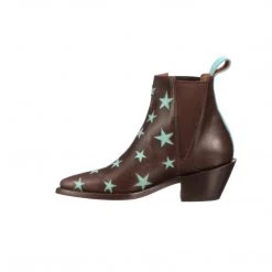 Lucchesse-inc Estrella Chelsea :: Chocolate + Turquoise BOOTS