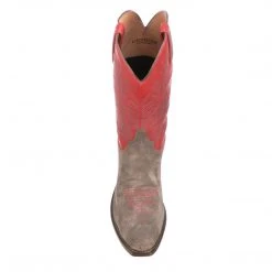 Lucchese-inc Paxson Suede :: Steel Grey + Red