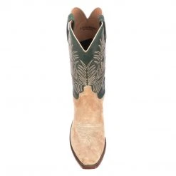 Lucchese-inc Paxson Suede :: Tan + Green Boots