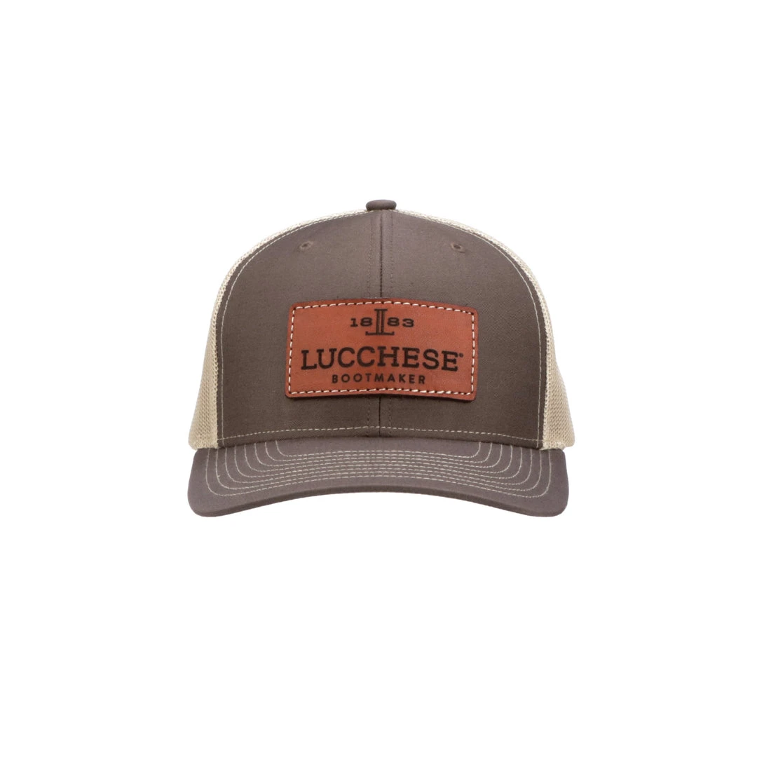 Lucchesse-inc Leather Patch Cap :: Brown + Khaki Lucchesse-inc Leather Patch Cap :: Brown + Khaki
