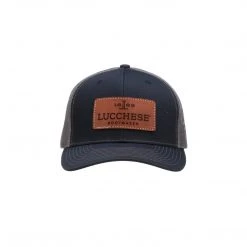 Lucchesse-inc Leather Patch Cap :: Navy + Charcoal