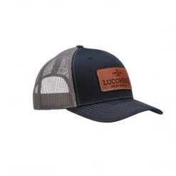 Lucchesse-inc Leather Patch Cap :: Navy + Charcoal