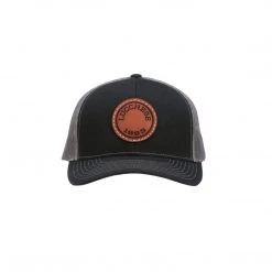 Lucchesse-inc Hats Leather Patch Cap Round :: Black + Charcoal