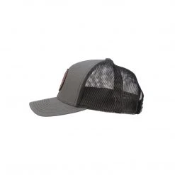 Lucchese-inc Hats Leather Patch Cap Round :: Charcoal + Black