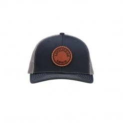 Lucchesse-inc Hats Leather Patch Cap Round :: Navy + Charcoal