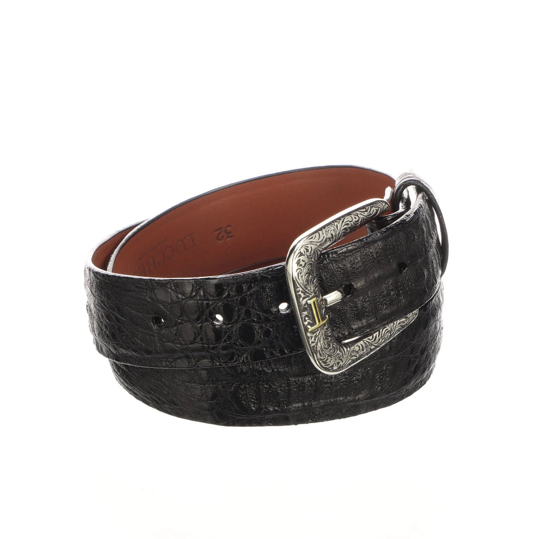 Lucchese-inc Belts Hornback Caiman :: Black Lucchese-inc Belts Hornback Caiman :: Black
