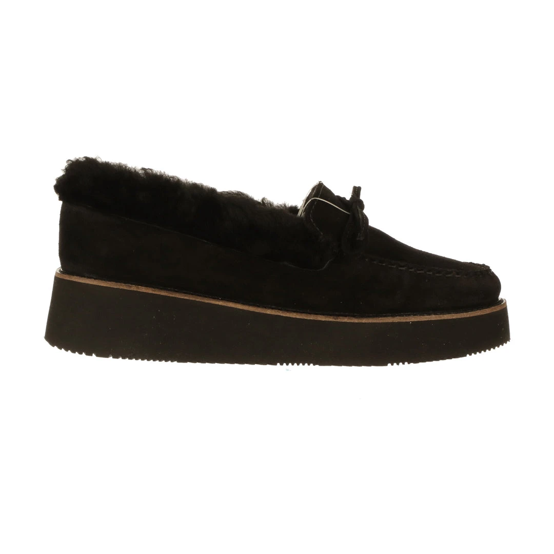 Lucchese-inc SHOES Shearling Wedge Moccasin :: Black Lucchese-inc SHOES Shearling Wedge Moccasin :: Black