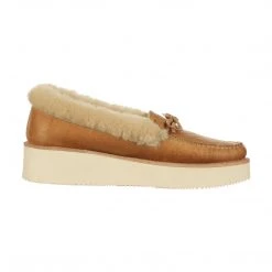 Lucchese-inc Shearling Wedge Moccasin :: Tan