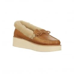 Lucchese-inc Shearling Wedge Moccasin :: Tan