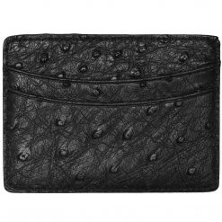Lucchese-inc Credit Card Case – Ostrich :: Black Wallets