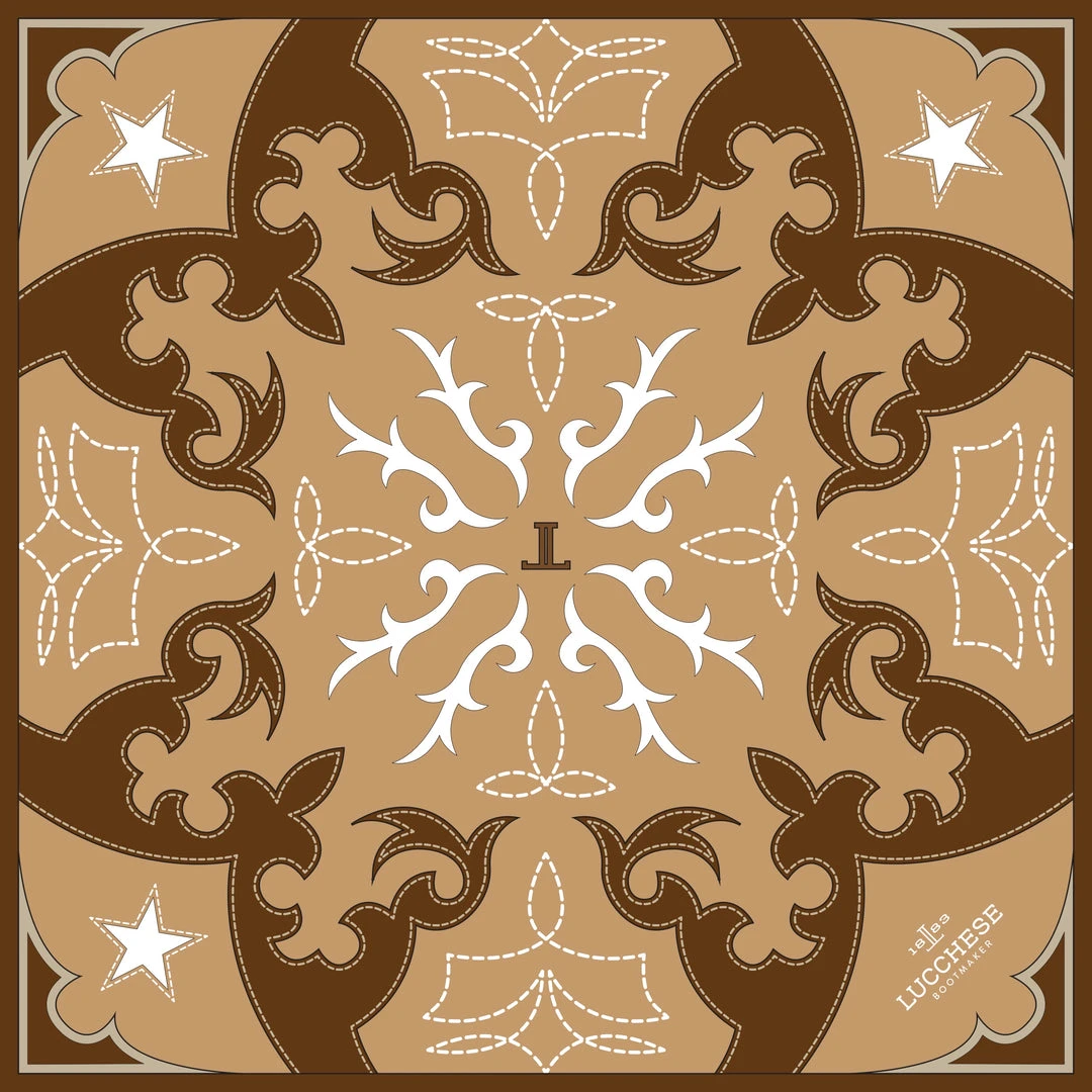 Lucchese-inc Western Silk Scarf :: Tan Lucchese-inc Western Silk Scarf :: Tan