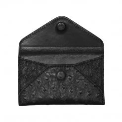 Lucchese-inc Wallets Envelope Card Case – Ostrich :: Black