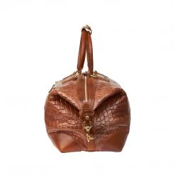 Lucchese-inc Giant Gator Duffel –Small :: Cognac Duffels