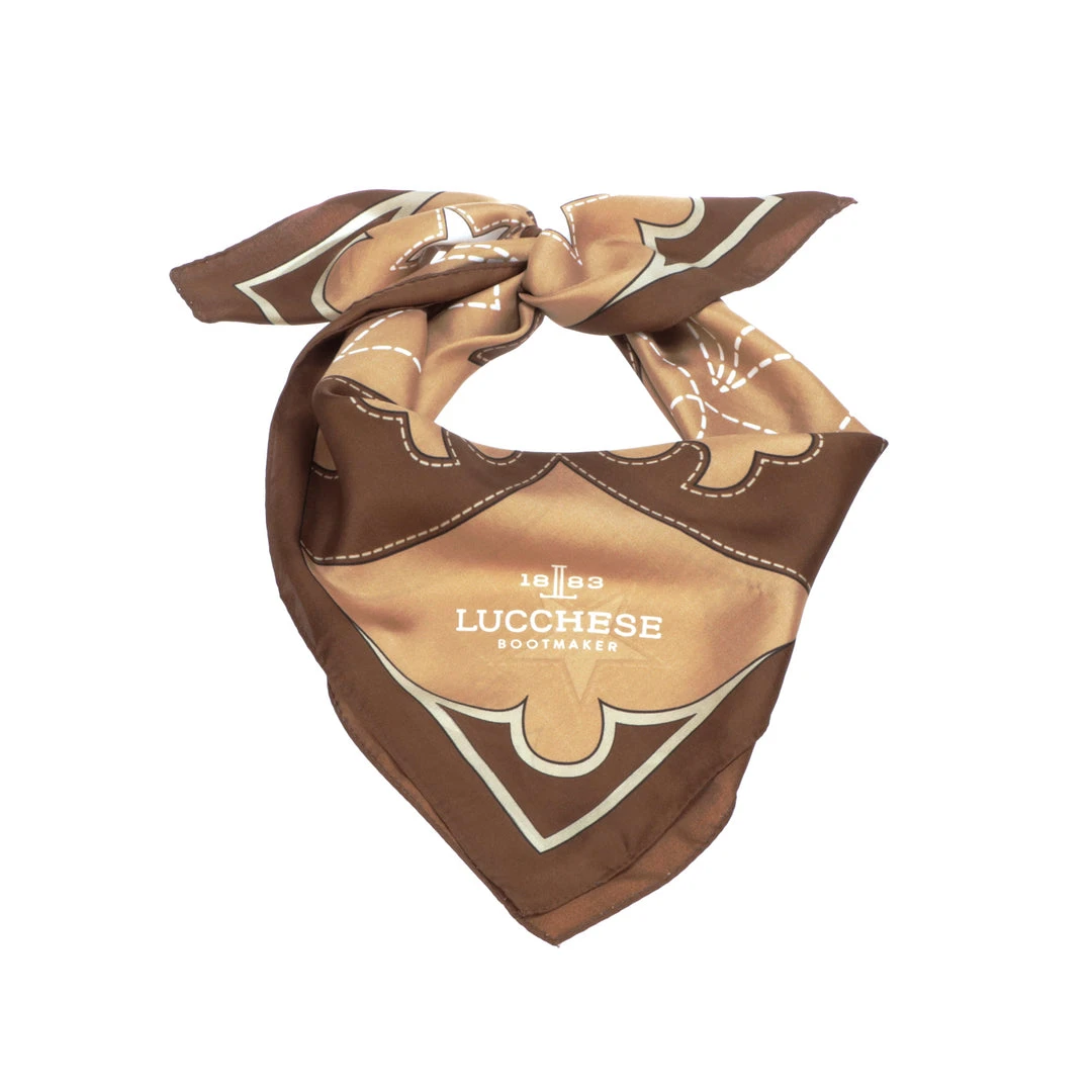 Lucchese-inc Western Silk Scarf :: Tan Lucchese-inc Western Silk Scarf :: Tan