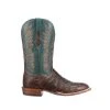 Lucchese-inc Bryan Exotic Distressed :: Barrel Brown + Teal Boots