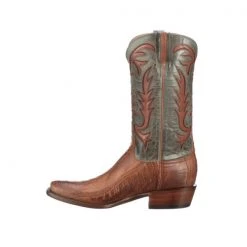 Lucchese-inc Hall Exotic :: Brandy + Sky Blue Boots