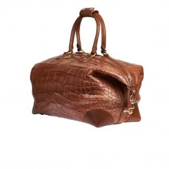 Lucchese-inc Giant Gator Duffel –Small :: Cognac Duffels